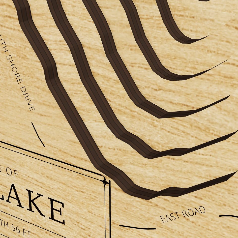 Wolf Lake 3D wood map, detail view