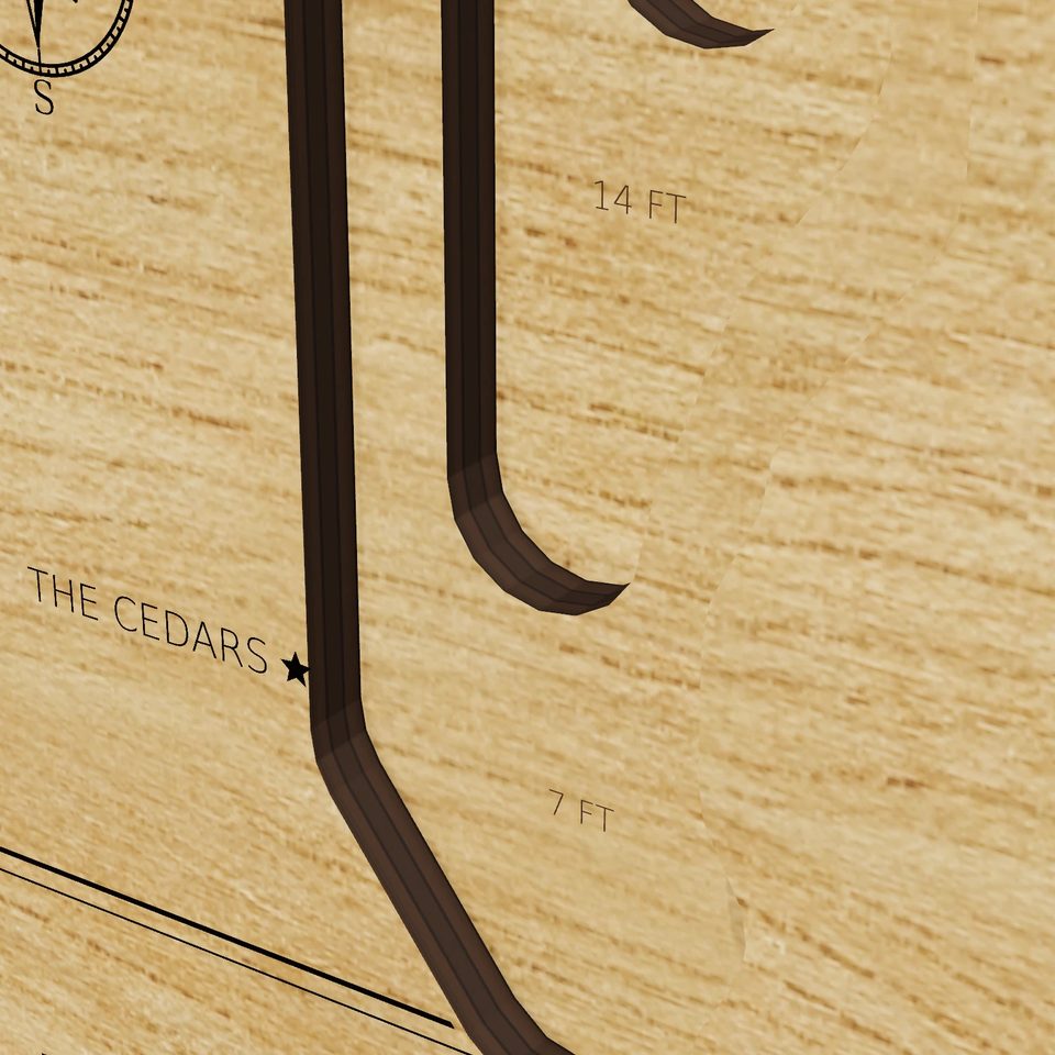 Wononpakook Lake 3D wood map, detail view