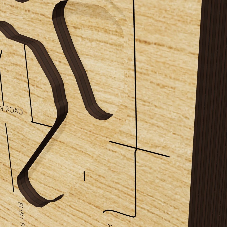 Woodland Lake 3D wood map, detail view