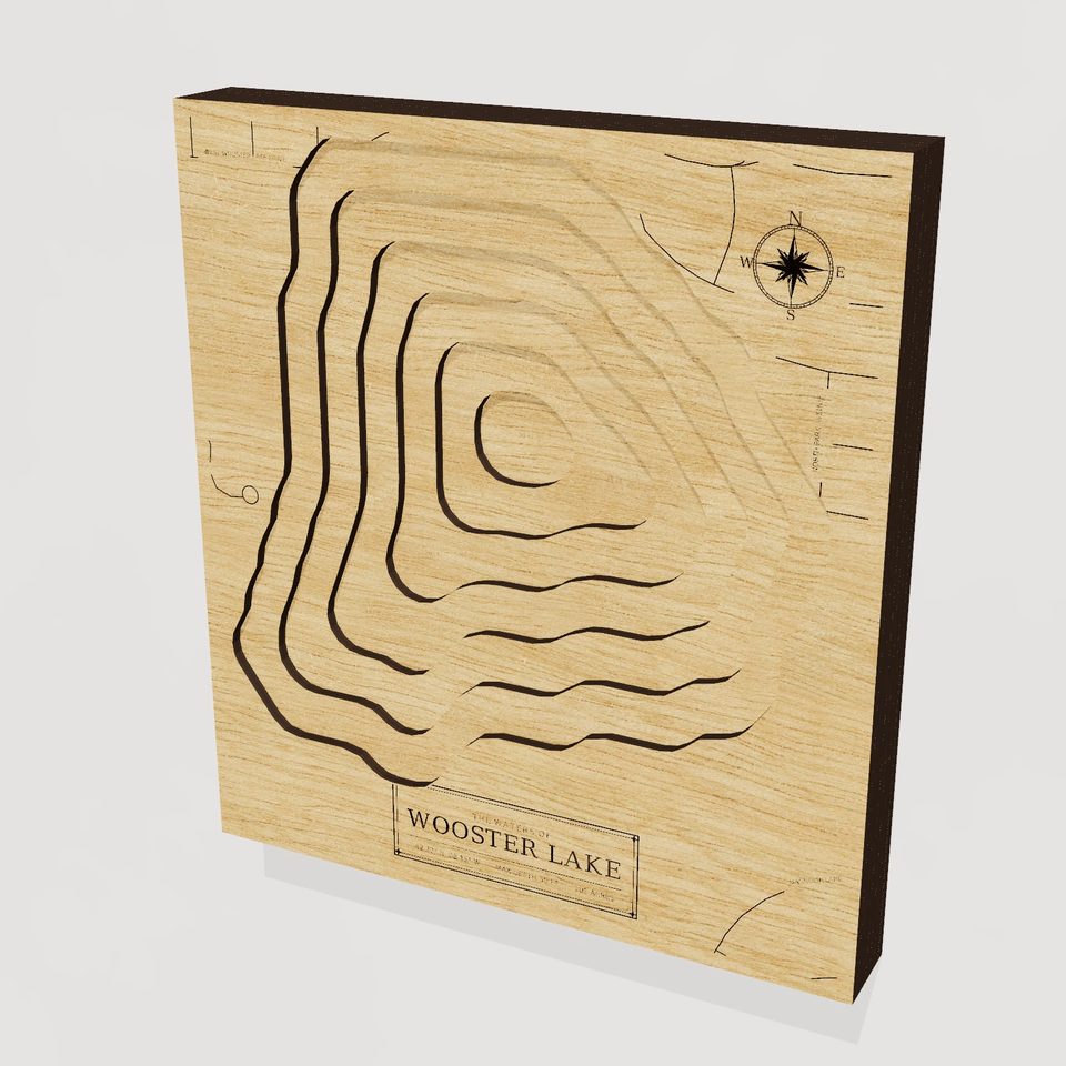 Wooster Lake 3D wood map, hero view