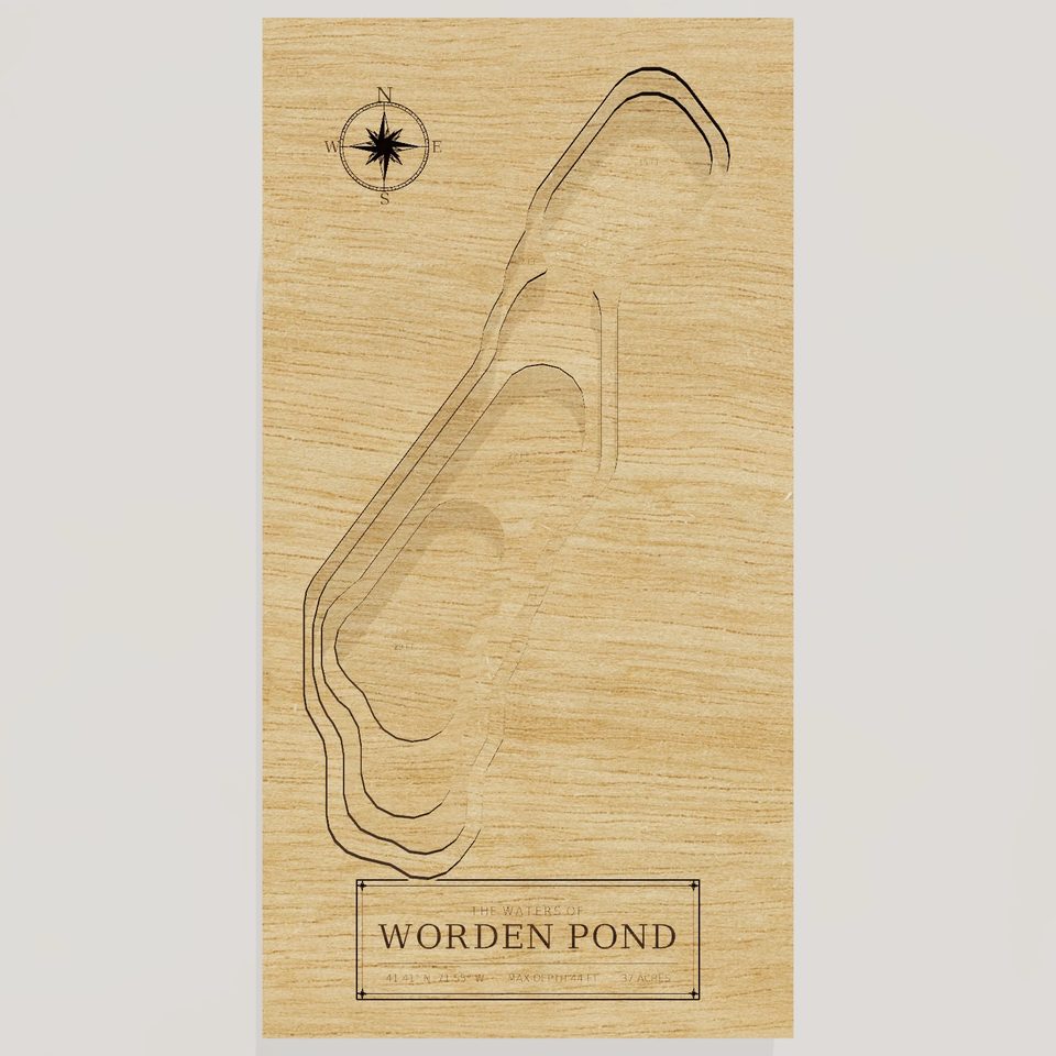 Worden Pond 3D wood map, front view