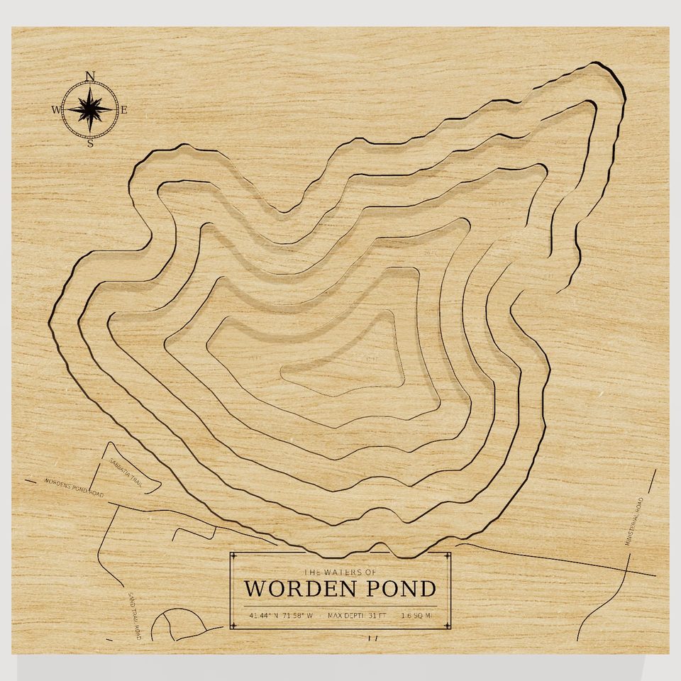 Worden Pond 3D wood map, front view