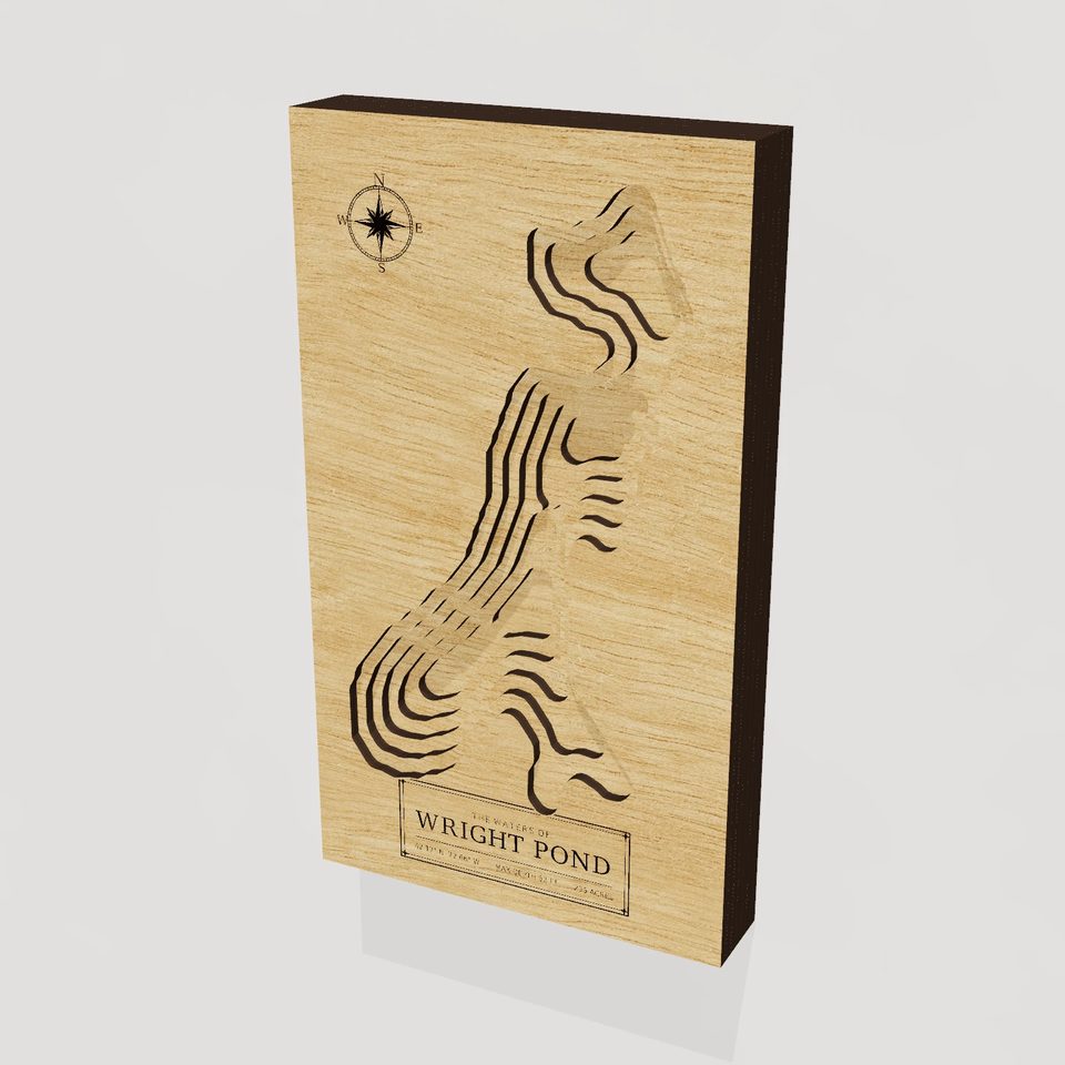 Wright Pond 3D wood map, hero view