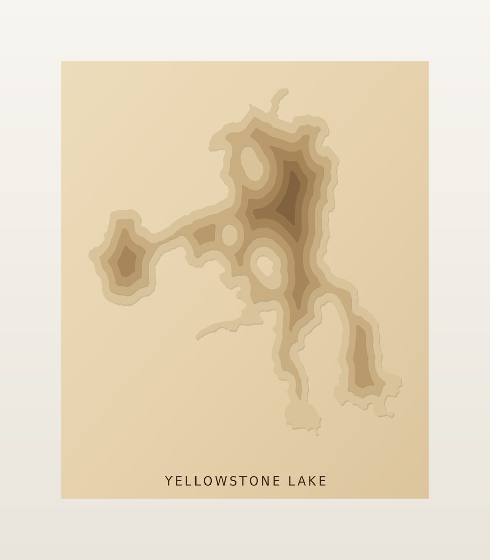 Yellowstone Lake 3D wood map, preview view