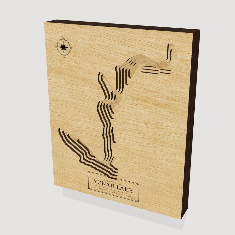 Yonah Lake 3D wood map, hero view